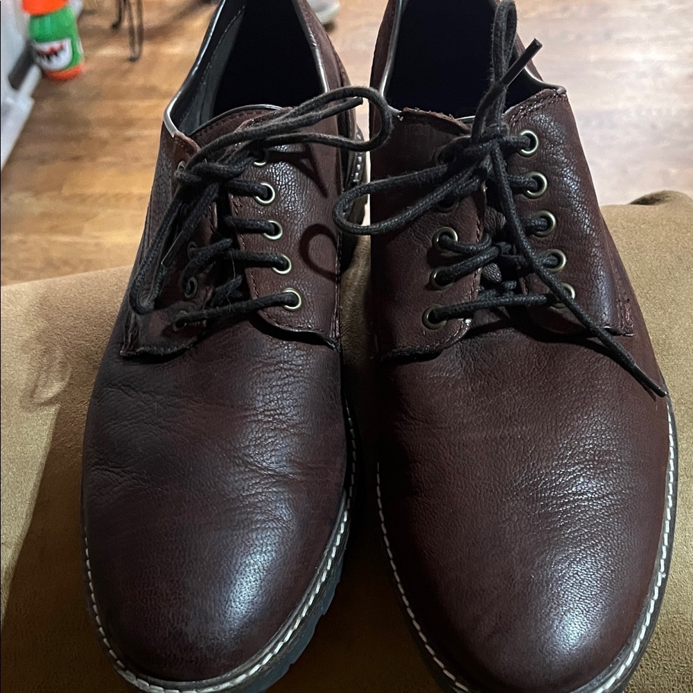 Cole Haan Grand.os Men’s 10 M Dark Brown Soft Leather Plain Toe Blucher Oxford